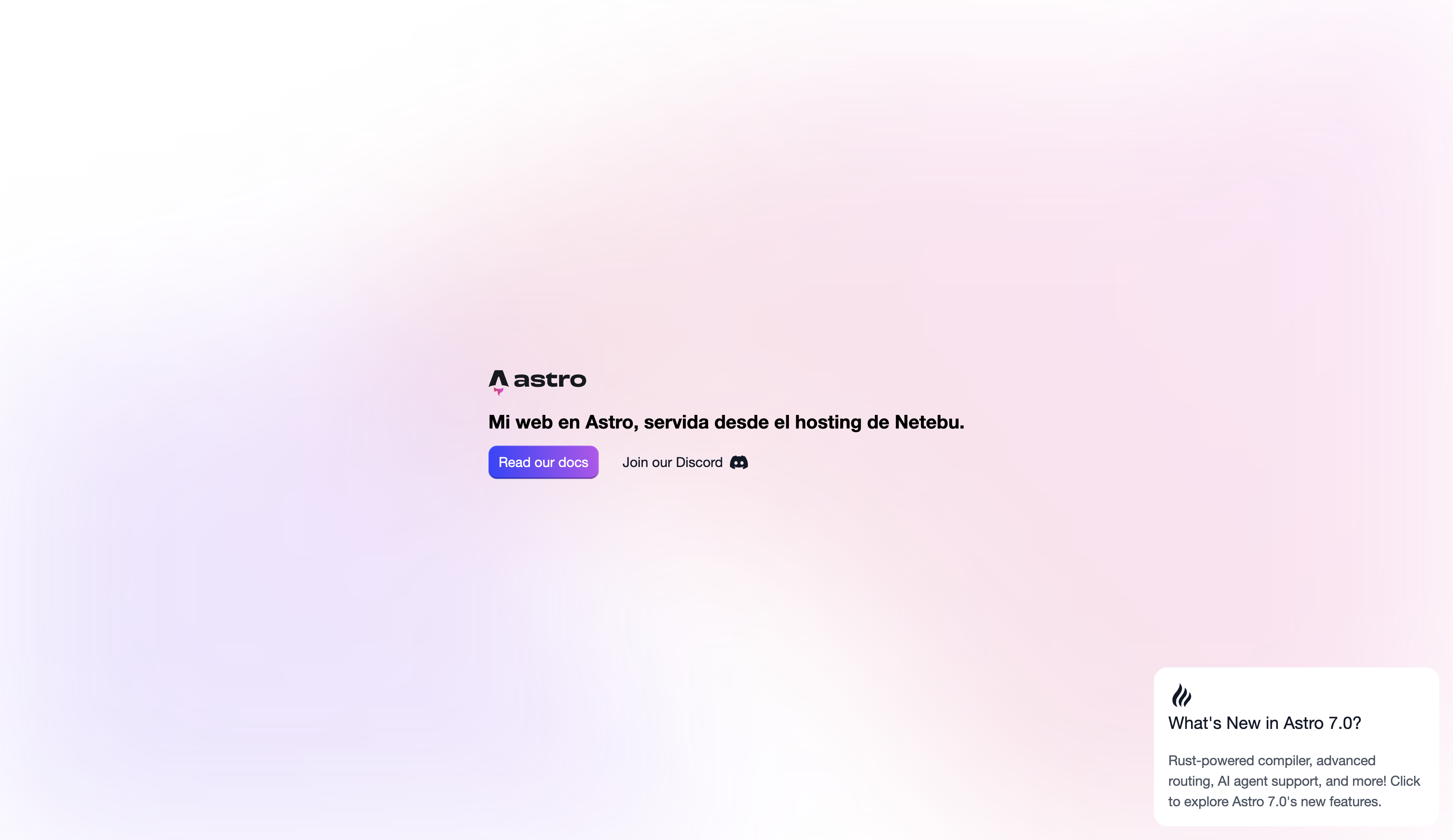 Web Astro publicada en el dominio, con el título de la página de inicio