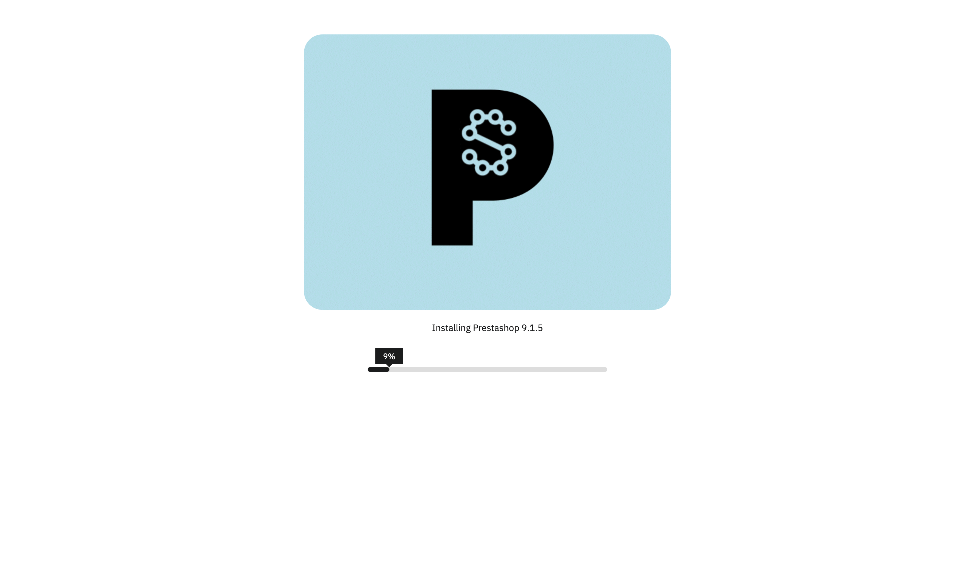 Pantalla de PrestaShop descomprimiendo el paquete con la barra de progreso