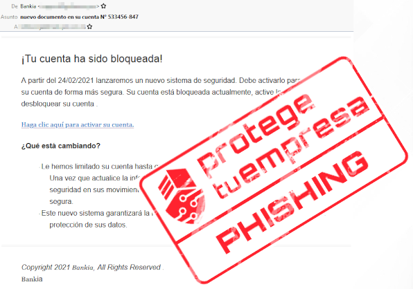 Bankia correo con sello phishing