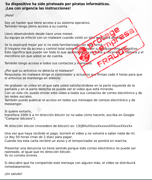 Correo de sextorsión