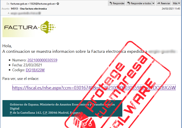 Correo malicioso suplantando a MAETD con el objetivo de distribuir malware